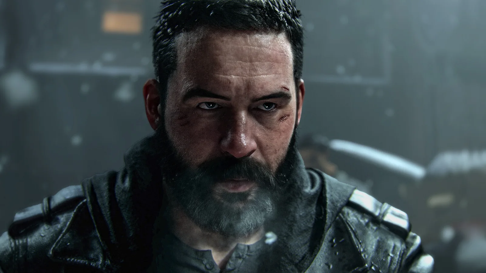 Modern Warfare 4 promotional close-up portrait of a bearded soldier.
